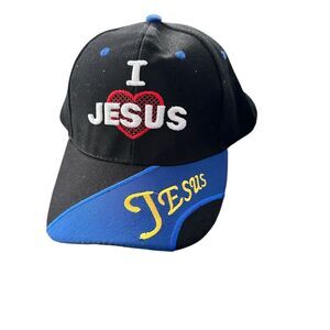 I Love Jesus Embroidered Black‎ Baseball Cap Adjustable Unisex Hat